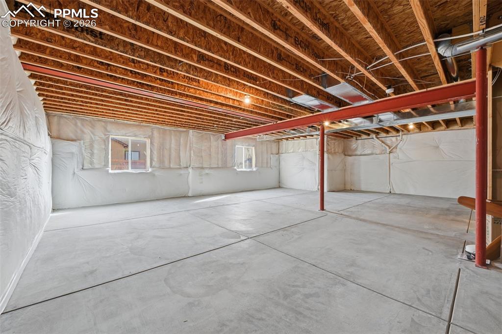 Image 40 of 45: 1691 sqft unfinished basement tons of Potential For Building In Equity! Gar