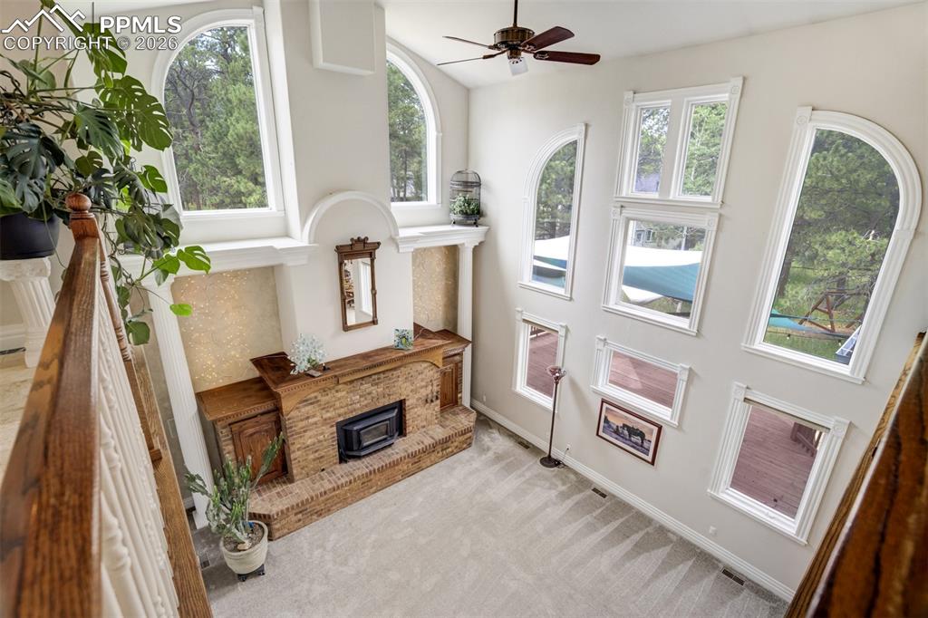 Image 18 of 50: View from the study looking down on the great room