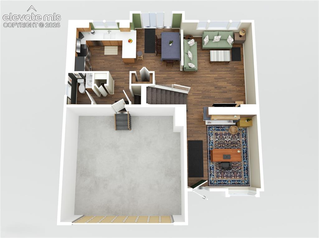 Image 38 of 41: Main level 3-D floorplan