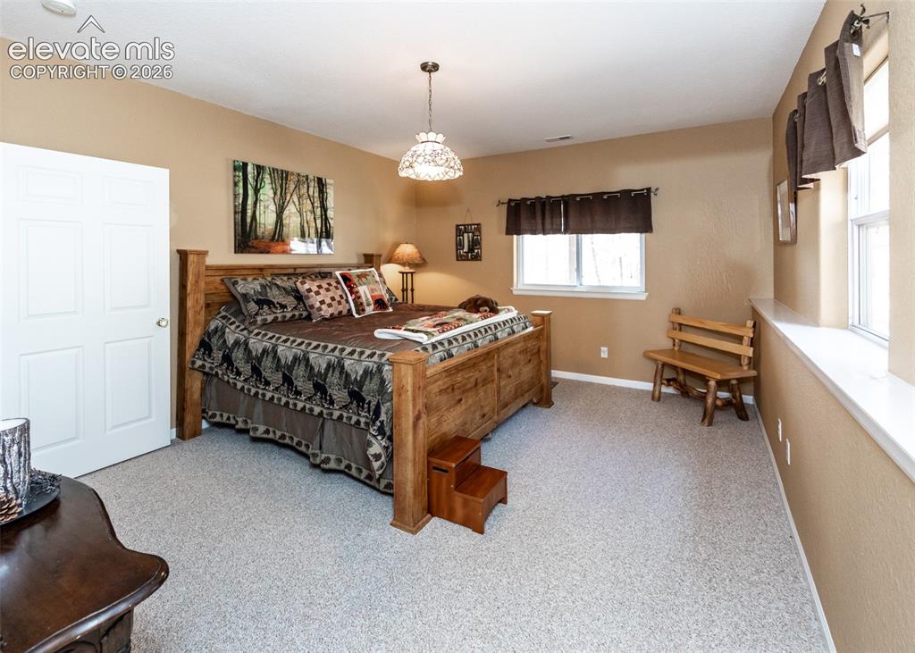 Image 42 of 50: Carpeted interior space featuring a paneled interior door, a single window