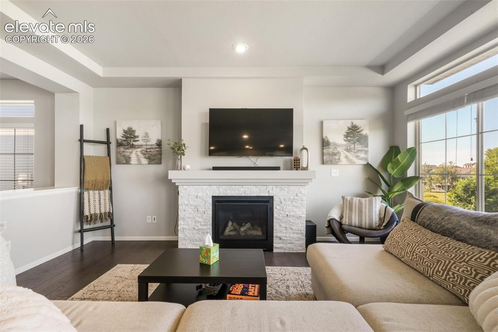 Image 6 of 48: Tray ceiling with recessed lighting
