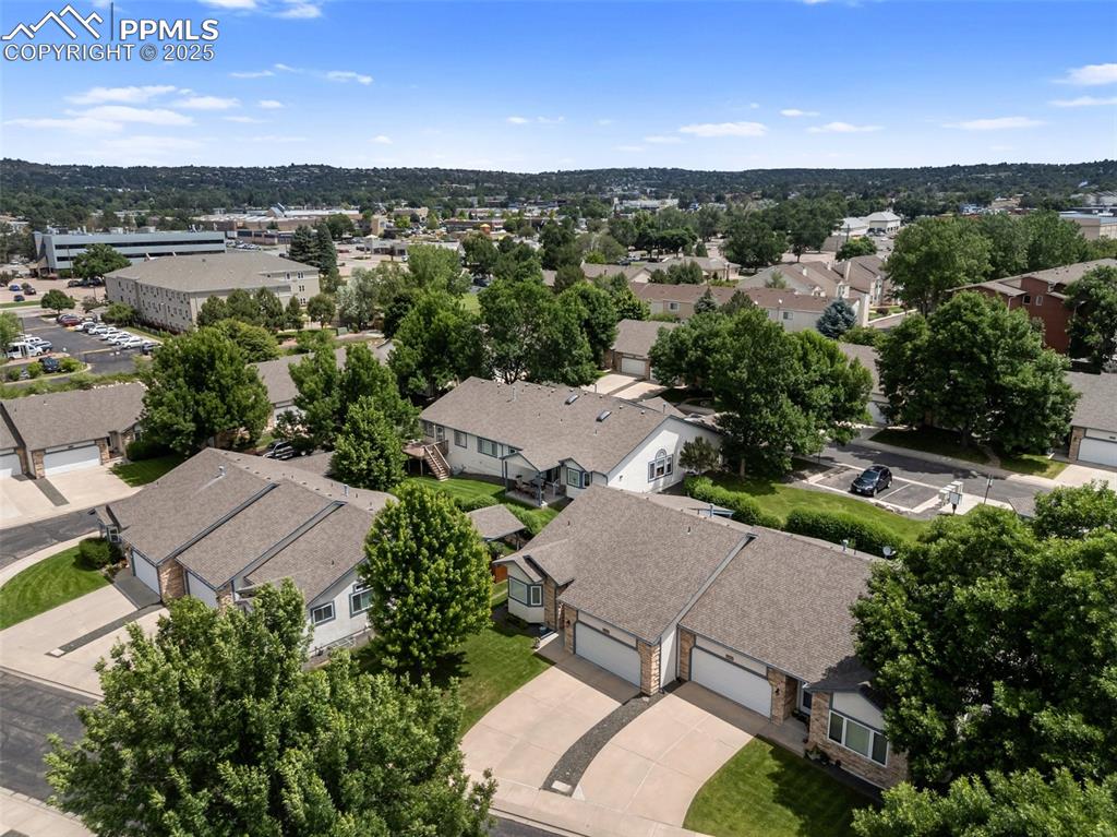Image 45 of 50: Aerial perspective of suburban area