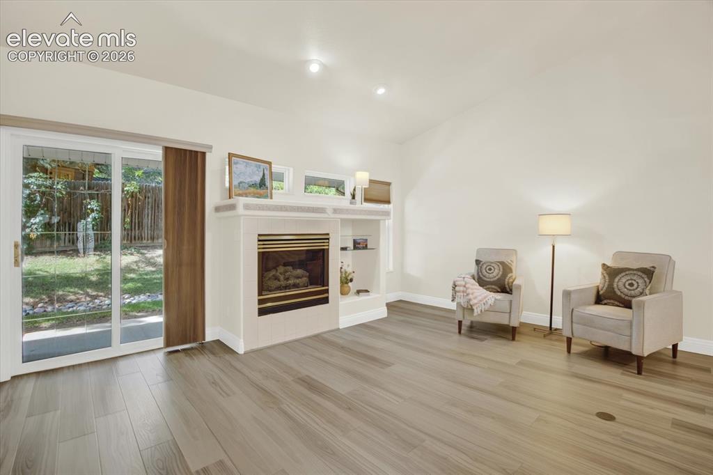 Image 10 of 46: Gas fireplace.