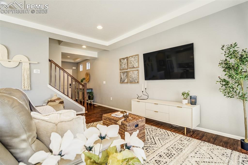 Image 4 of 43: Entryway leads to the main level living room. 