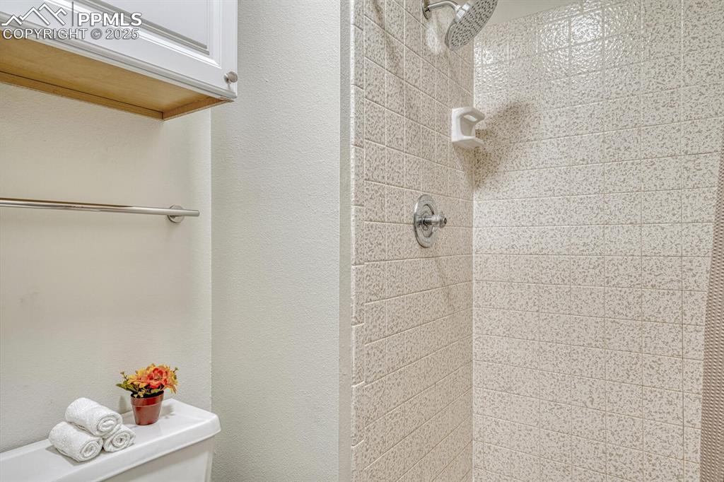 Image 30 of 50: Full bath with a tile shower