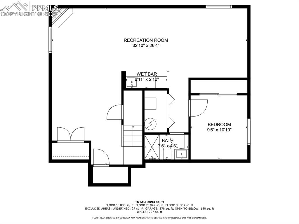 Image 33 of 39: Basement floor plan / room layout
