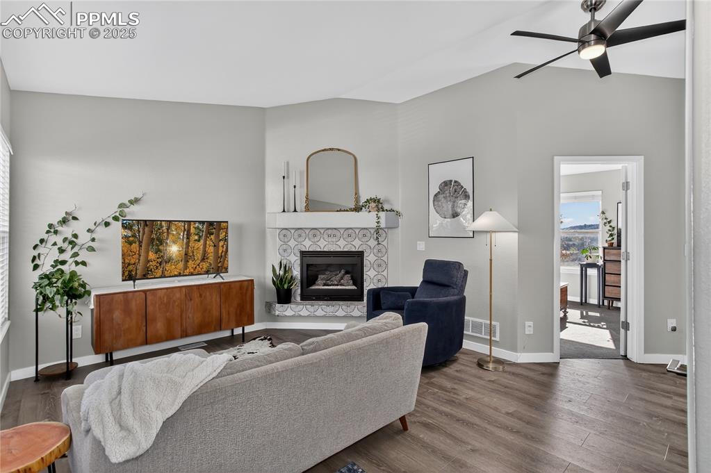 Image 3 of 14: Gas log fireplace