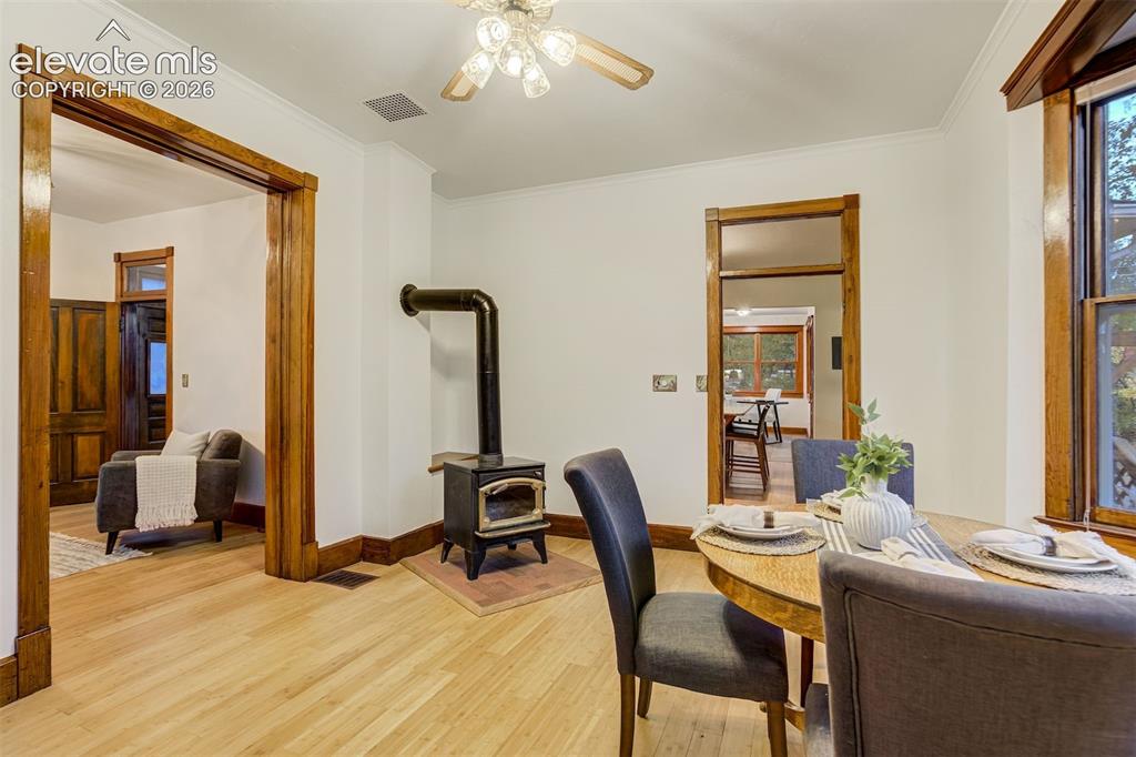 Image 6 of 40: View of dining/sitting area into the living room