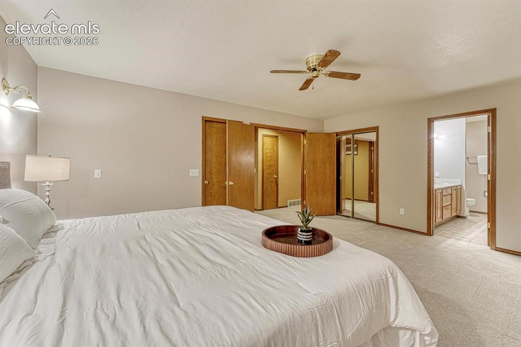 Image 5 of 46: Master bedroom with attached ensuite and 2 closets( 1 walk in )