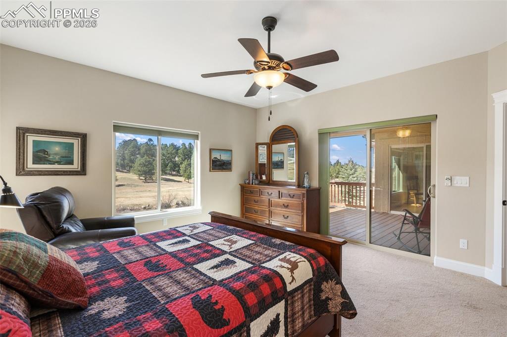 Image 19 of 39: Primary Bedroom with walk out to deck