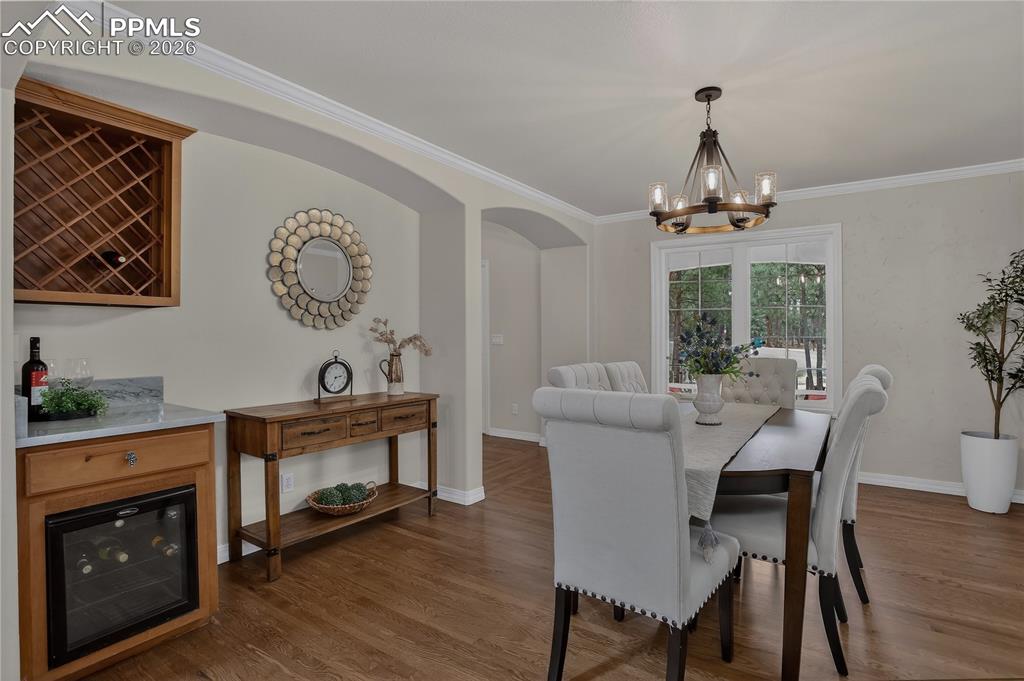 Image 8 of 48: Serving station with enclosed wine fridge INCLUDED!