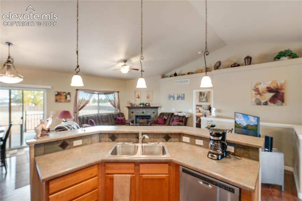 Image 8 of 25: View of Great room with accent shelving/Vaults