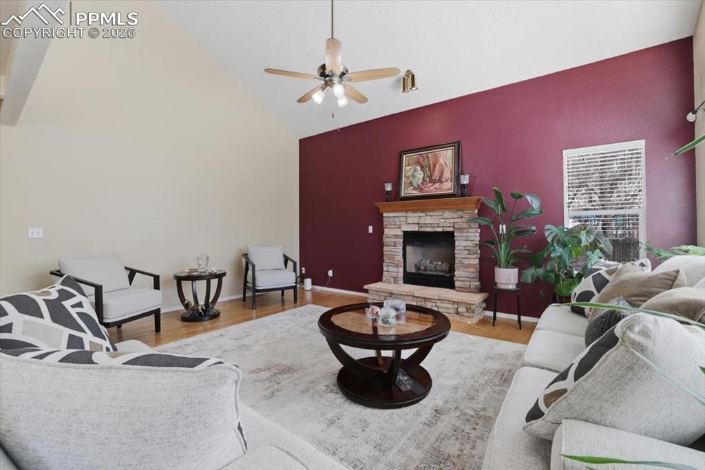 Image 13 of 48: Family room with gas fireplace ,