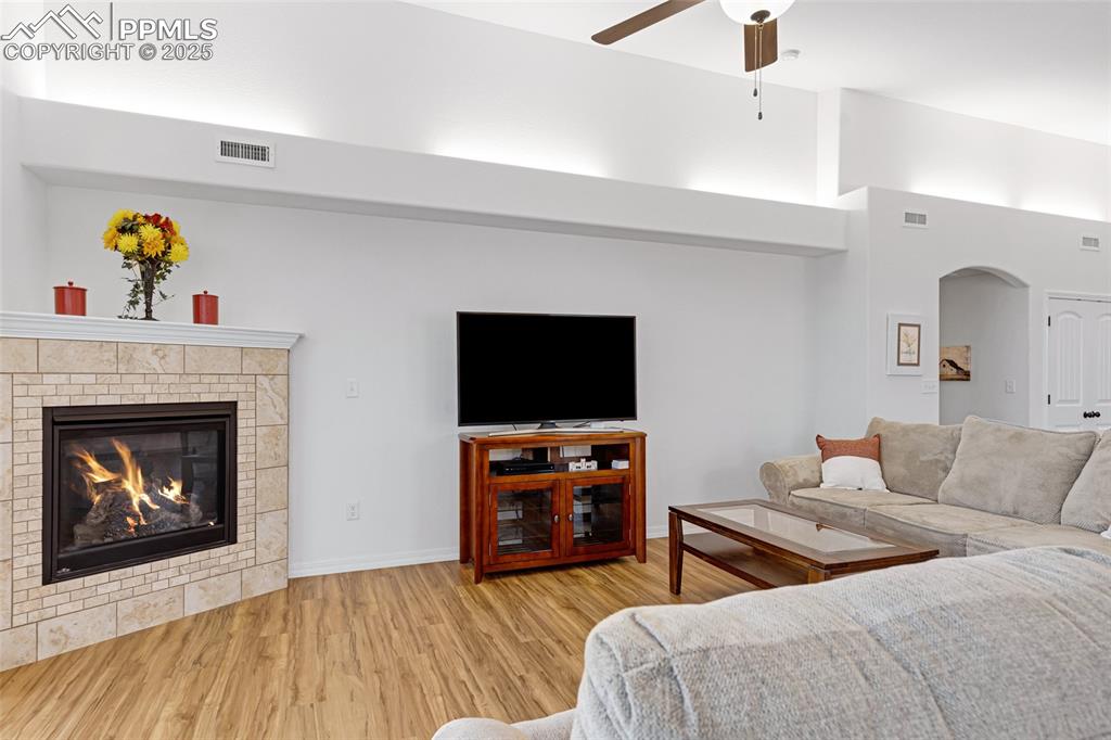 Image 17 of 41: Living room with fireplace 