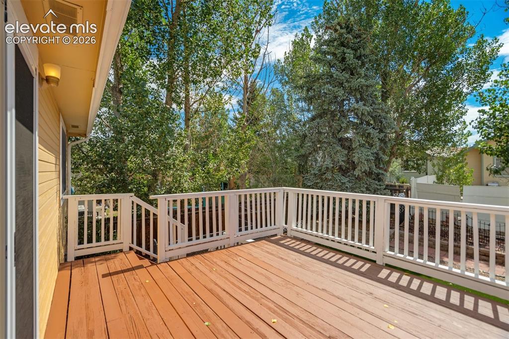 Image 34 of 39: Large deck just off the kitchen. 
