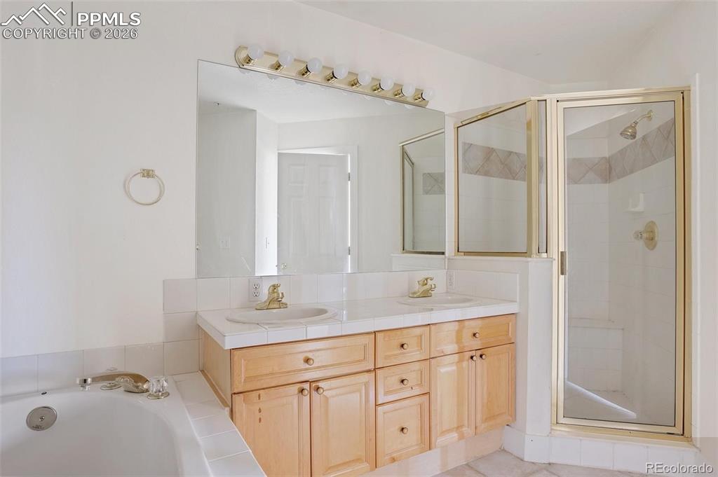 Image 13 of 27: Primary Bathroom Suite w/Tub Shower