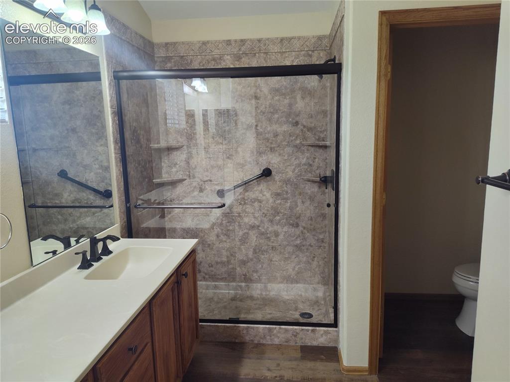 Image 25 of 49: Primary bathroom has been updated
