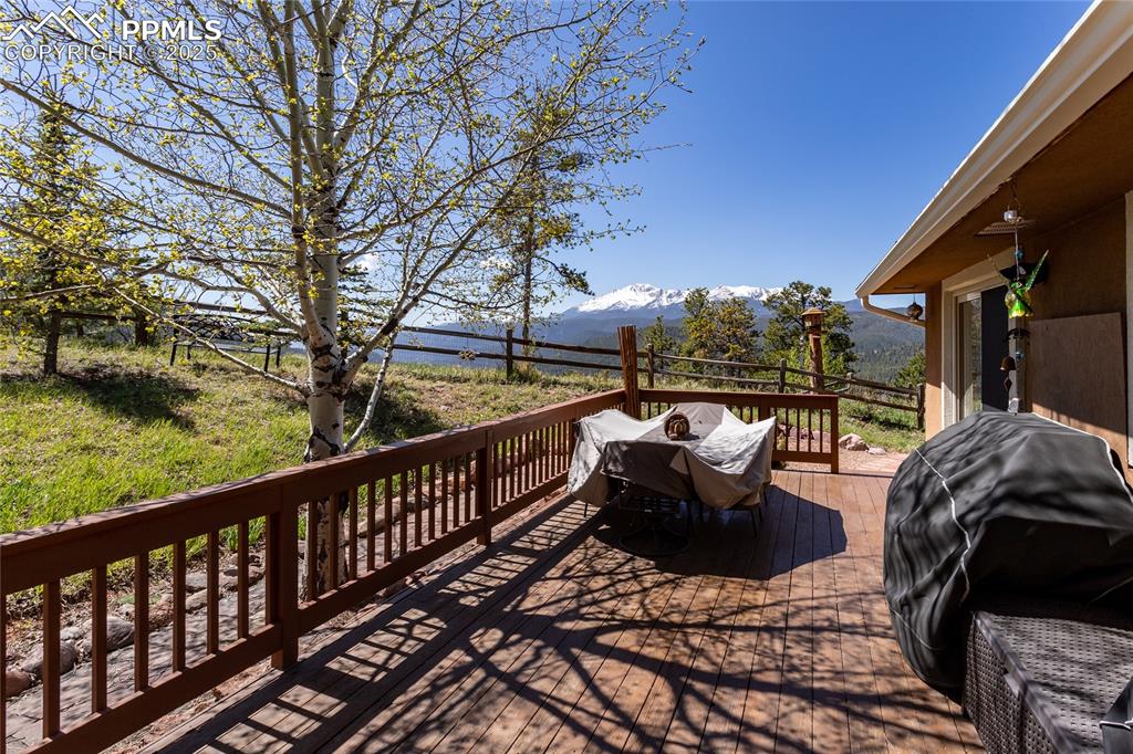 Image 39 of 44: Wooden deck with a Spectacular Pikes Peak views