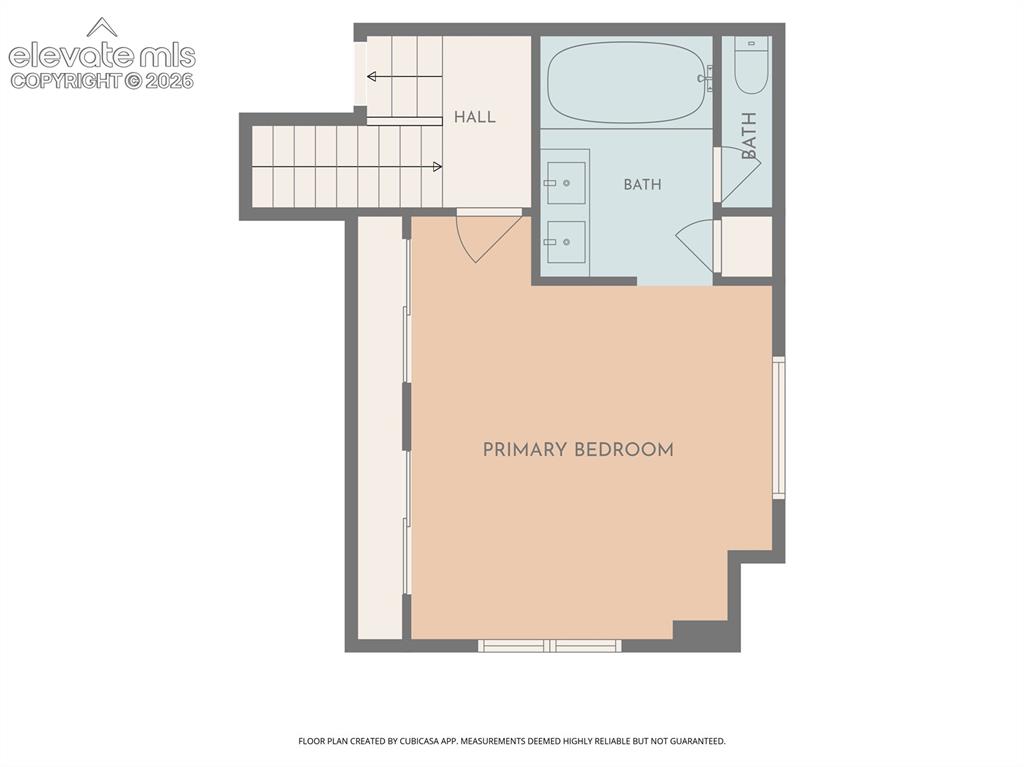 Image 47 of 48: First portion of upstairs layout- Primary Suite