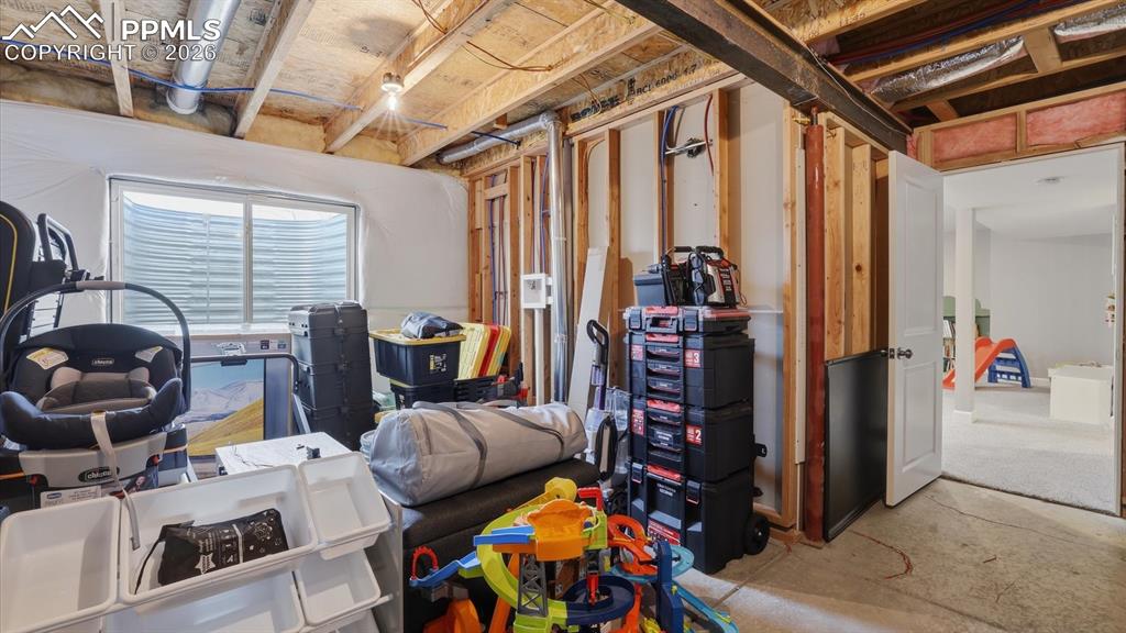 Image 39 of 50: Unfinished storage space in the Basement.