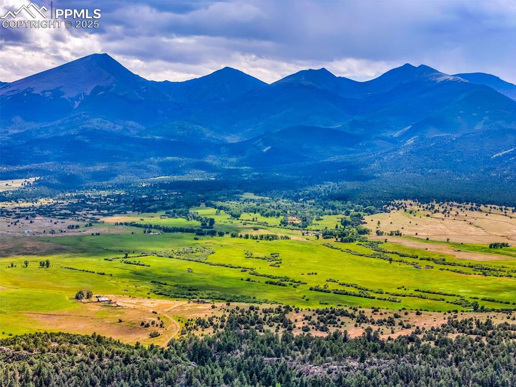 Image 43 of 43: Aerial drone shot of mountains