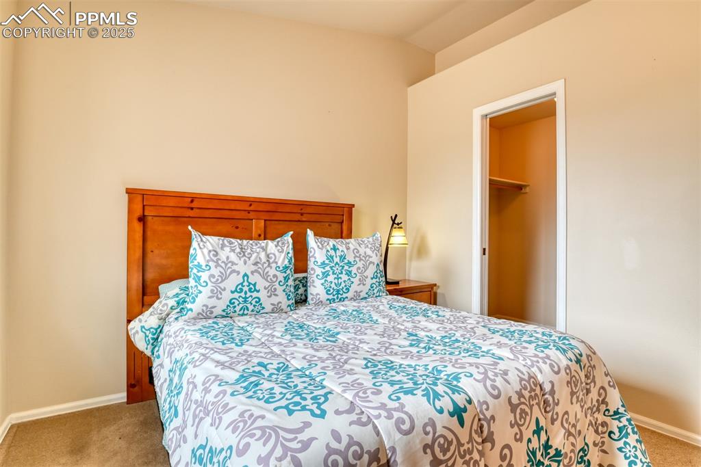 Image 30 of 37: Bedroom with carpet floors and a spacious closet