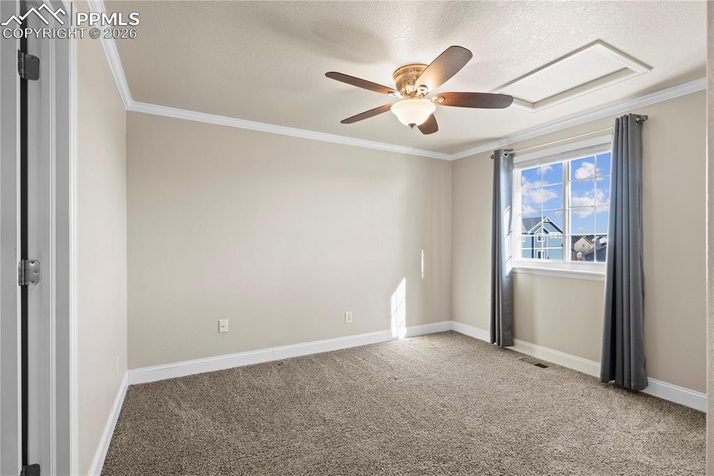 Image 30 of 49: Upstairs Bedroom 1 that connects to a Full Bath.