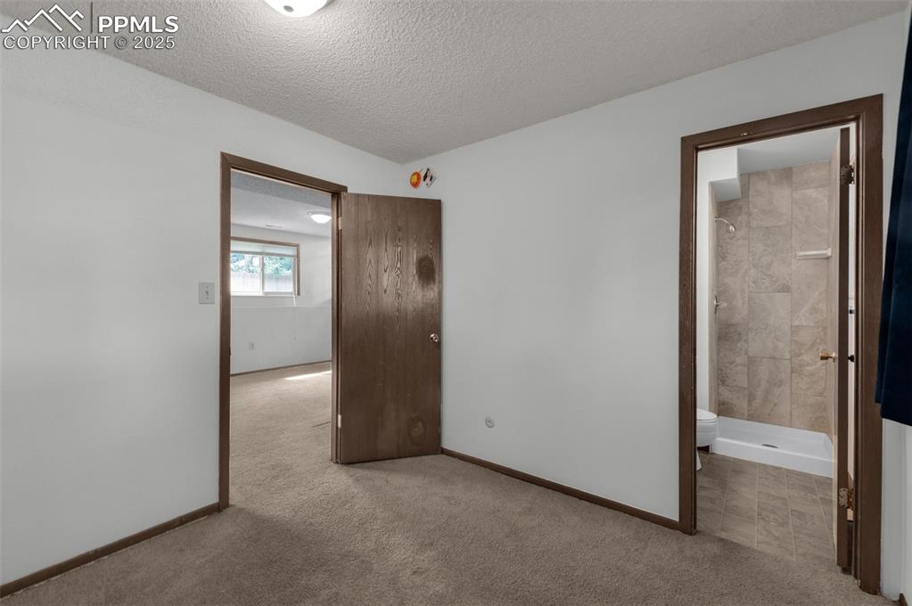 Image 24 of 49: Lower level bedroom with adjoining bath