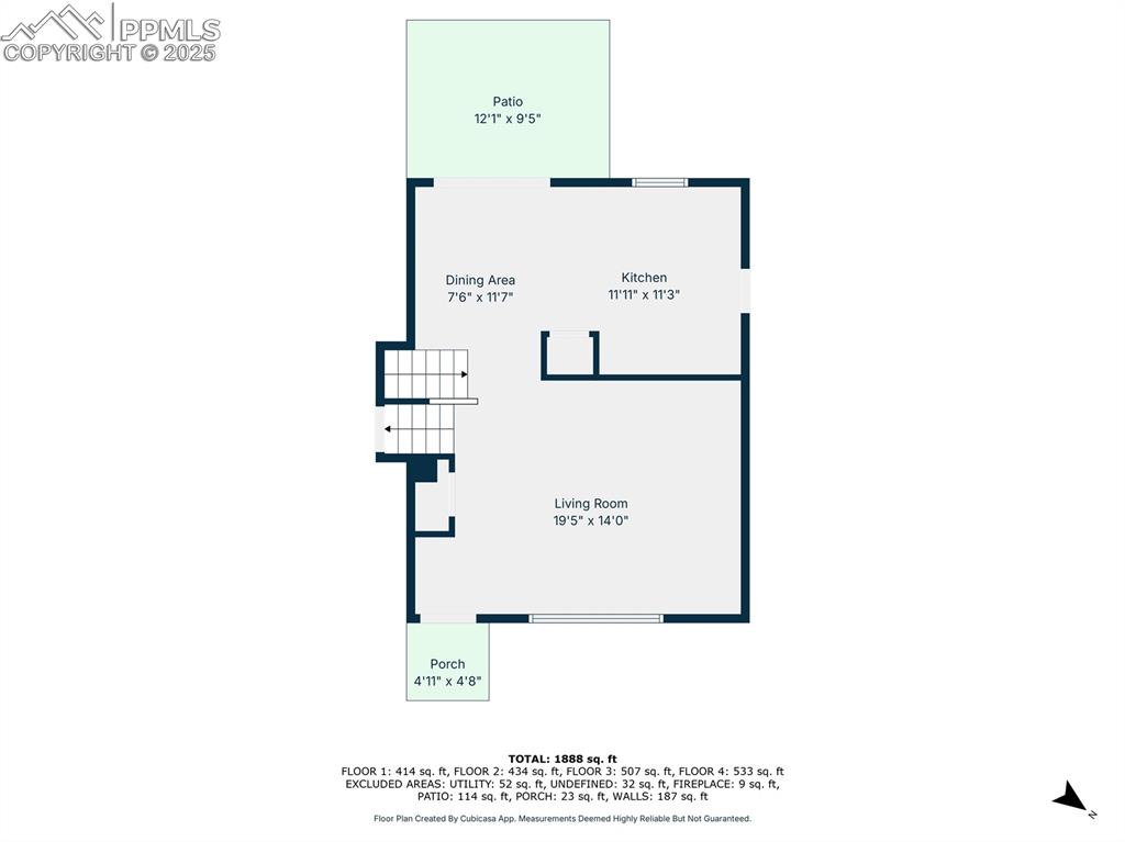 Image 47 of 49: Main level floor plan with dimensions