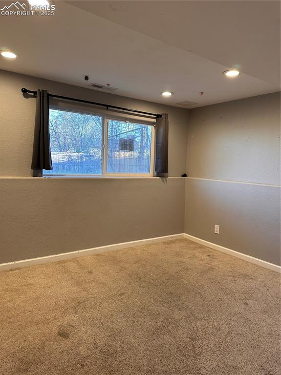 Image 4 of 23: Empty room featuring recessed lighting, carpet, and baseboards