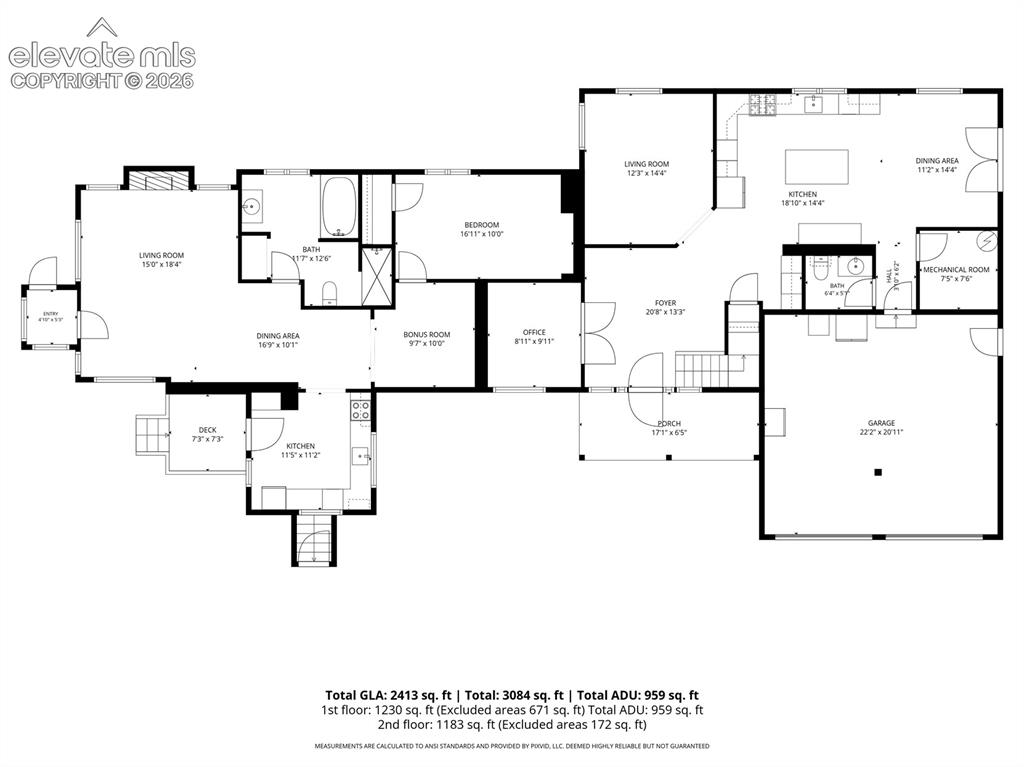 Image 49 of 50: Floorplan- Main house main floor and guest house