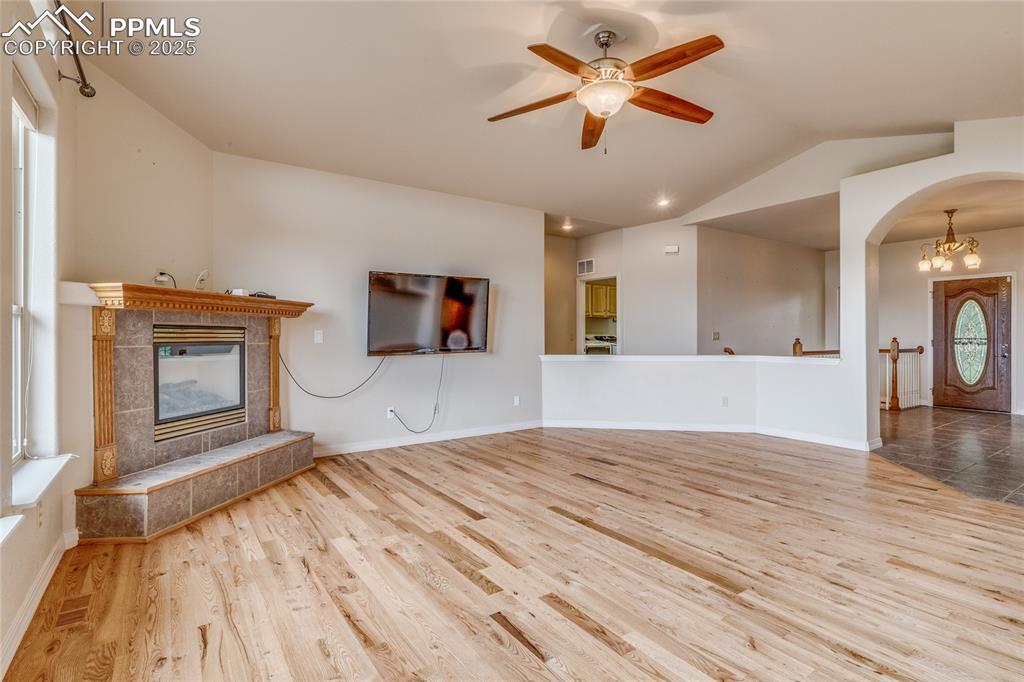 Image 20 of 48: Living room with gas fireplace 