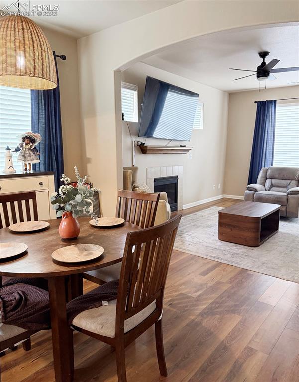 Image 10 of 38: Dining area looking towards living room.
