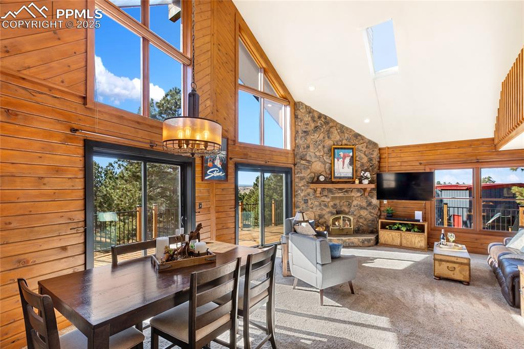 Image 20 of 50: Stunningly beautiful with huge windows, vaulted ceilings, and stone firepla