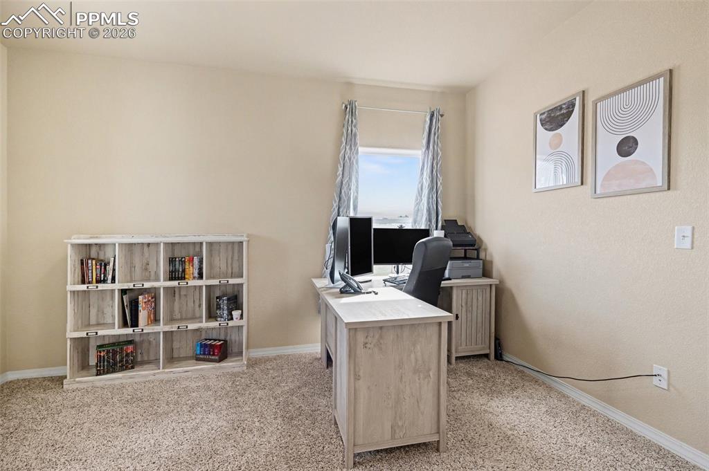 Image 20 of 40: Carpeted room featuring a window with natural light, light-colored walls, a