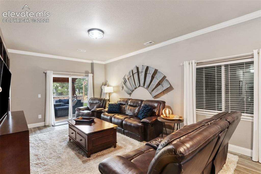 Image 25 of 40: Basement Family room/great room with walkout to outdoor entertainment area