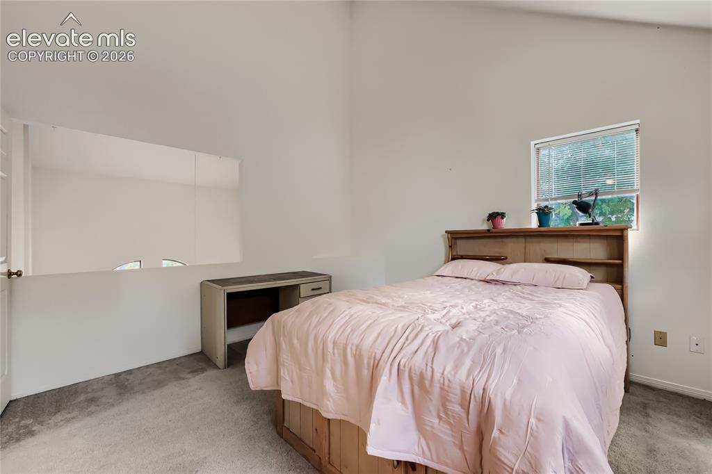 Image 18 of 37: Spacious secondary bedroom featuring hardwood furnishings, neutral carpetin