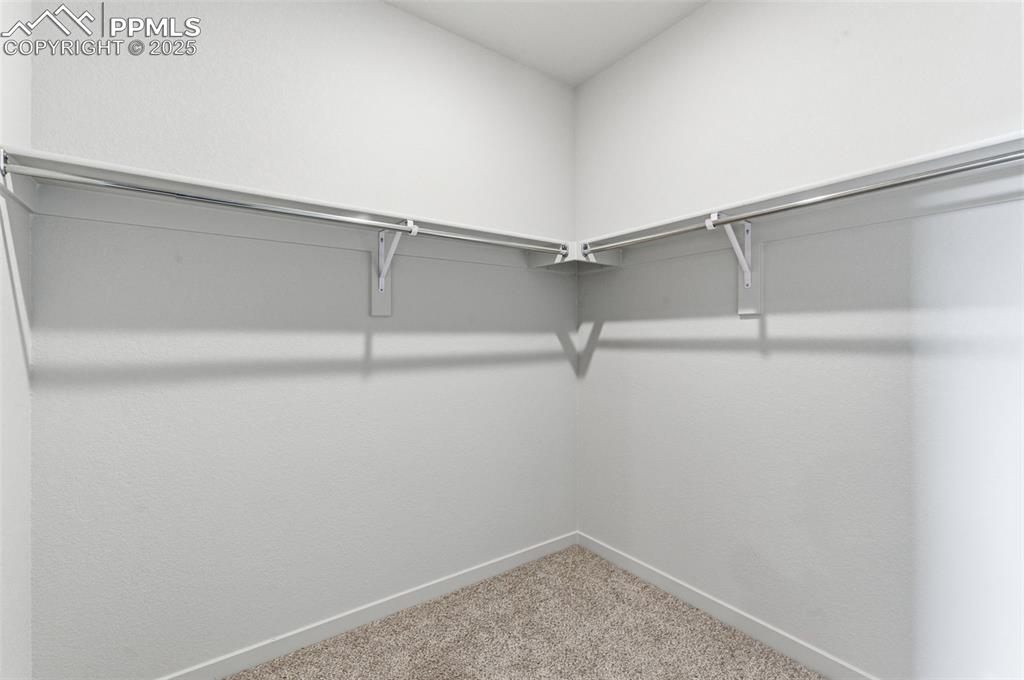 Image 22 of 30: Walk in closet featuring light carpet