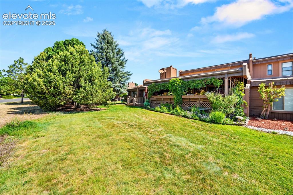 Image 42 of 48: Expansive green space featuring mature trees and a manicured lawn