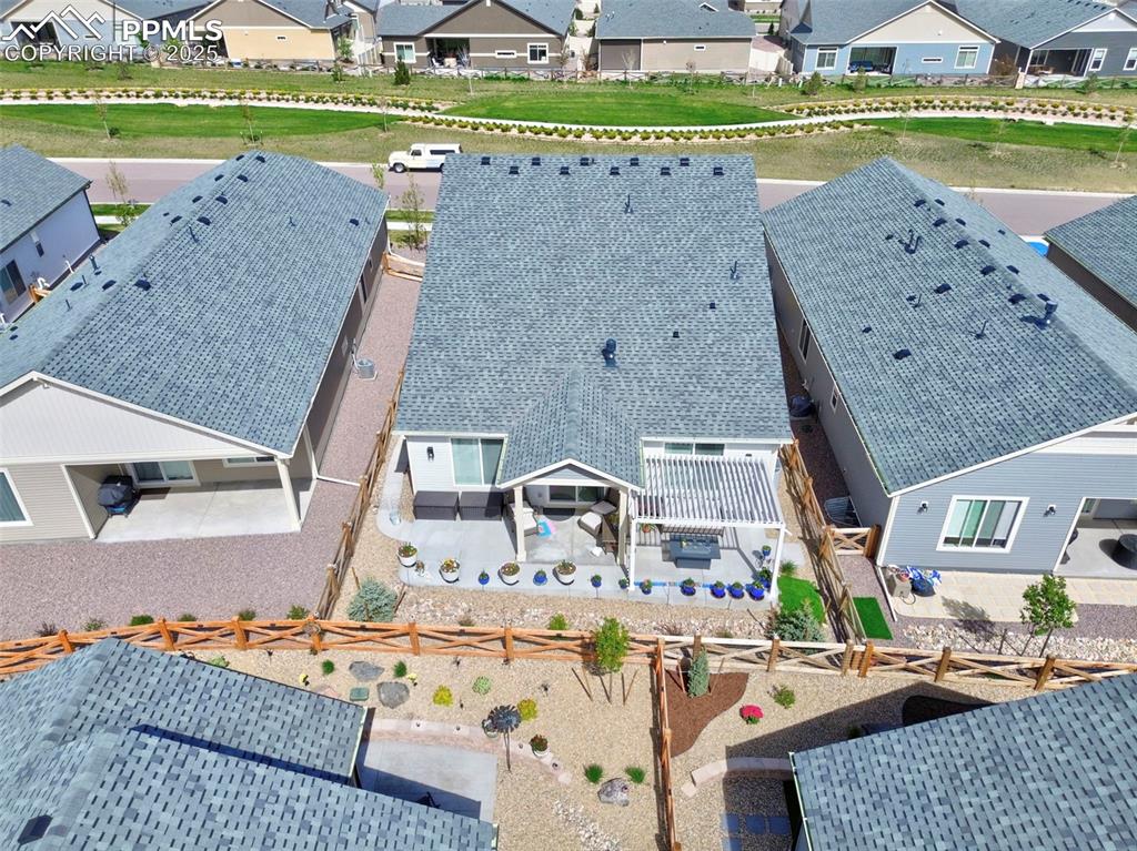 Image 37 of 44: Aerial perspective of suburban area