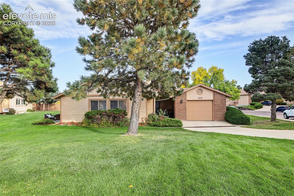 Image 1 of 27: Expansive green lawn, mature trees, and a concrete driveway