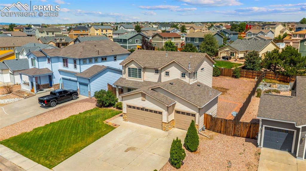 Image 43 of 46: Aerial perspective of suburban area
