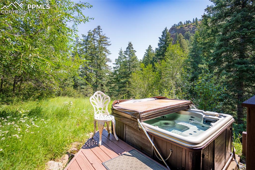 Image 31 of 32: Hot tub with stunning view and privacy