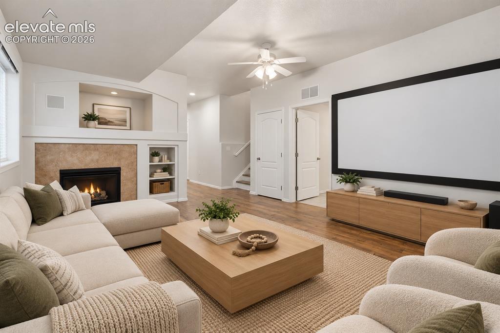 Image 16 of 41: Gas Fireplace and Home Theater Equipment included!