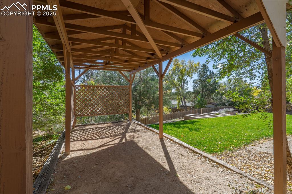 Image 27 of 35: Fenced backyard featuring a patio