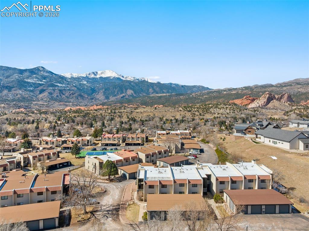 Image 35 of 47: View of Pikes Peak from the deck
