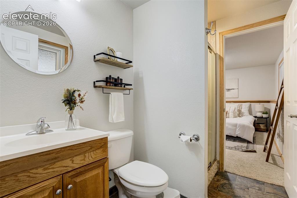 Image 29 of 44: Jack-&-Jill bathroom with shower on the lower level. 