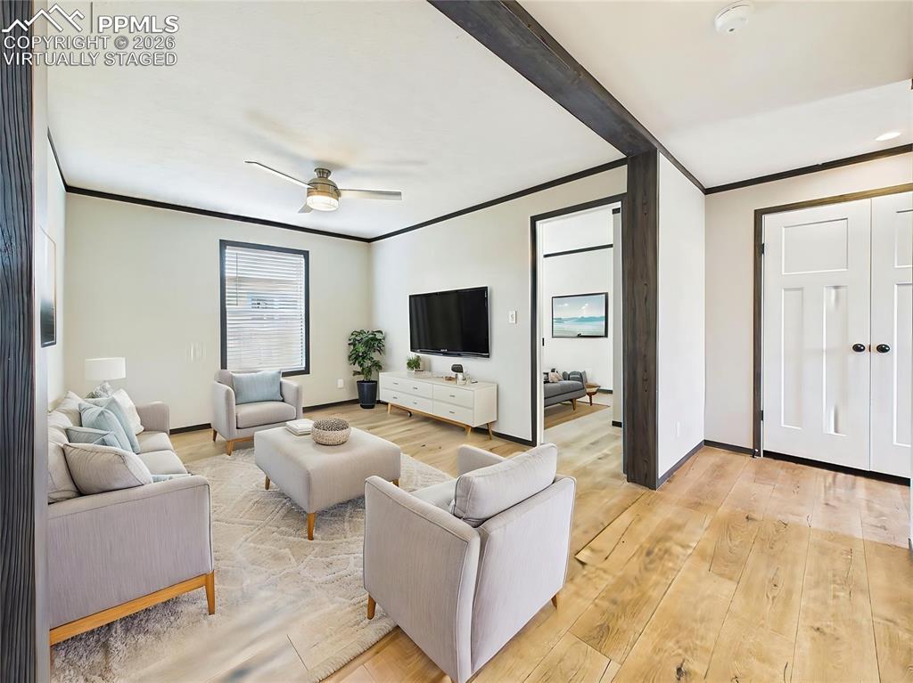 Image 35 of 50: (Virtually Staged) – Staged Family space illustrating layout potential with