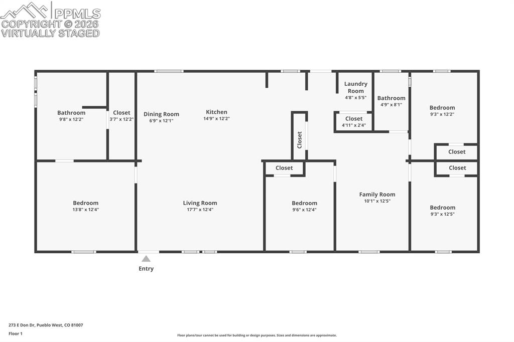 Image 50 of 50: (Virtually Staged) – Comfortable bedroom 3 layout showcasing space for a fu