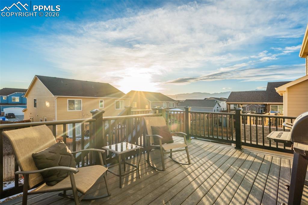 Image 21 of 49: Large deck off the main level. 